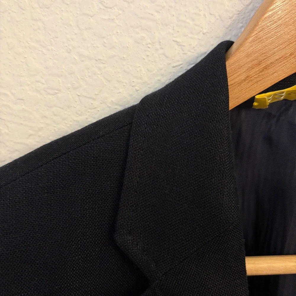 Murano Linen Blazer Mens S 38 Baird McNutt Classic Navy Blue Slim Summer Wedding